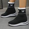 Bottes Chaussettes Tricotées Grande Taille pour Femmes Nouvelle Plateforme Talon Compensé Invisible Légères à Enfiler Automne