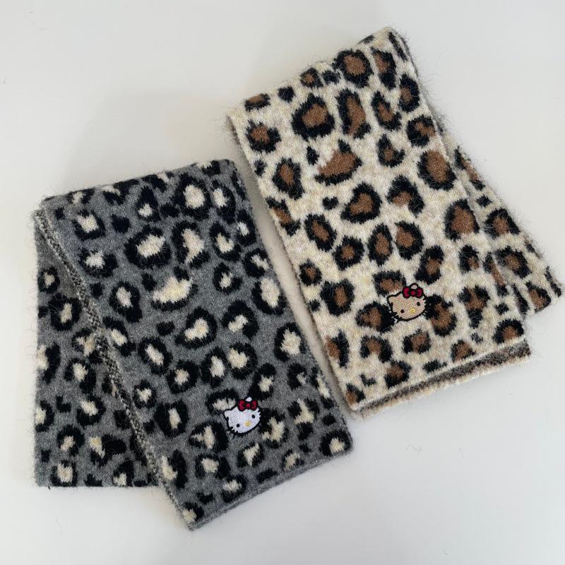 Koreanischer Süßer Leopardendruck Plüschschal für Kinder - Warmer Herbst/Winter Nackenschutz