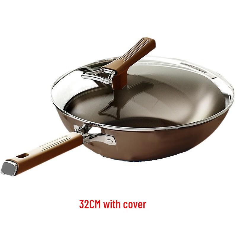 Wutuo 32CM Double-Sided Titanium Non-stick Wok with Lid