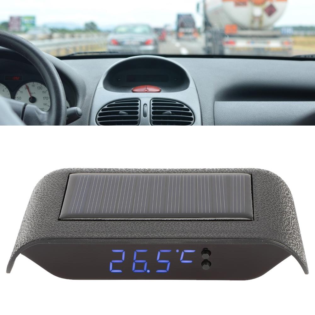 Zegar Solarny Przenośny LED Świecący Zegar Cyfrowy do Pojazdu Auto Samochodu Ciężarowego Akcesorium DekoracjaNiebieski