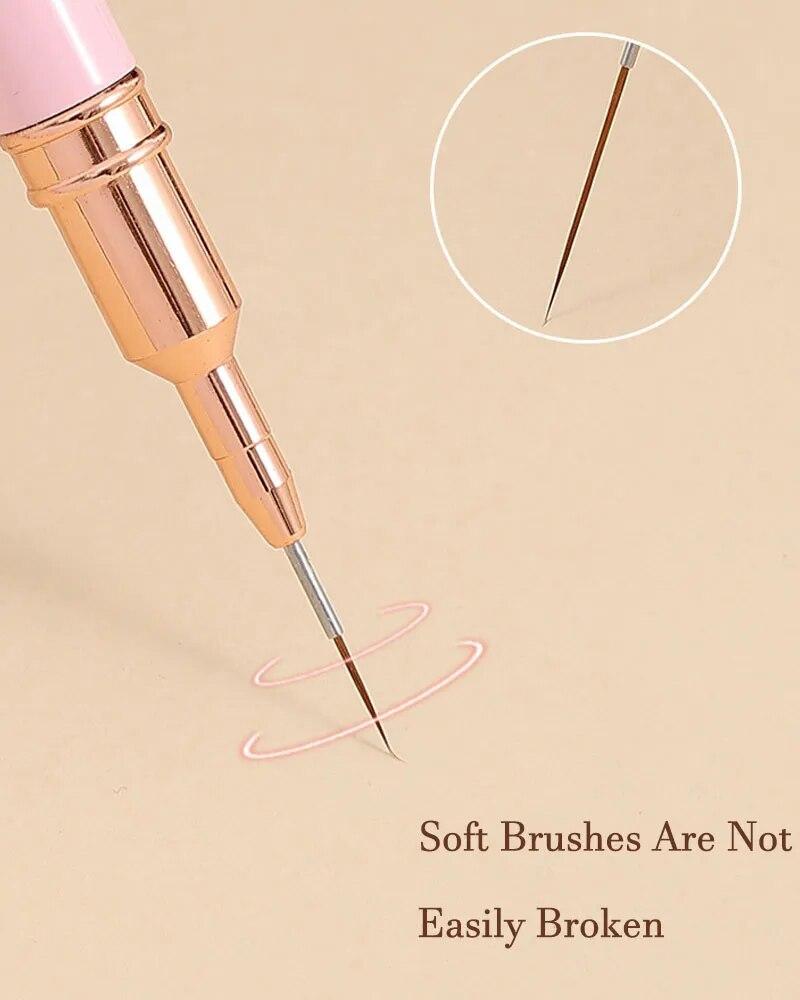 7/9/11/15/25MM Sada štětců na tužku na nehty Rukojeť štětec na kreslení štětců na kreslení čar Proužky Malování květinovým perem Manikúra na nehty