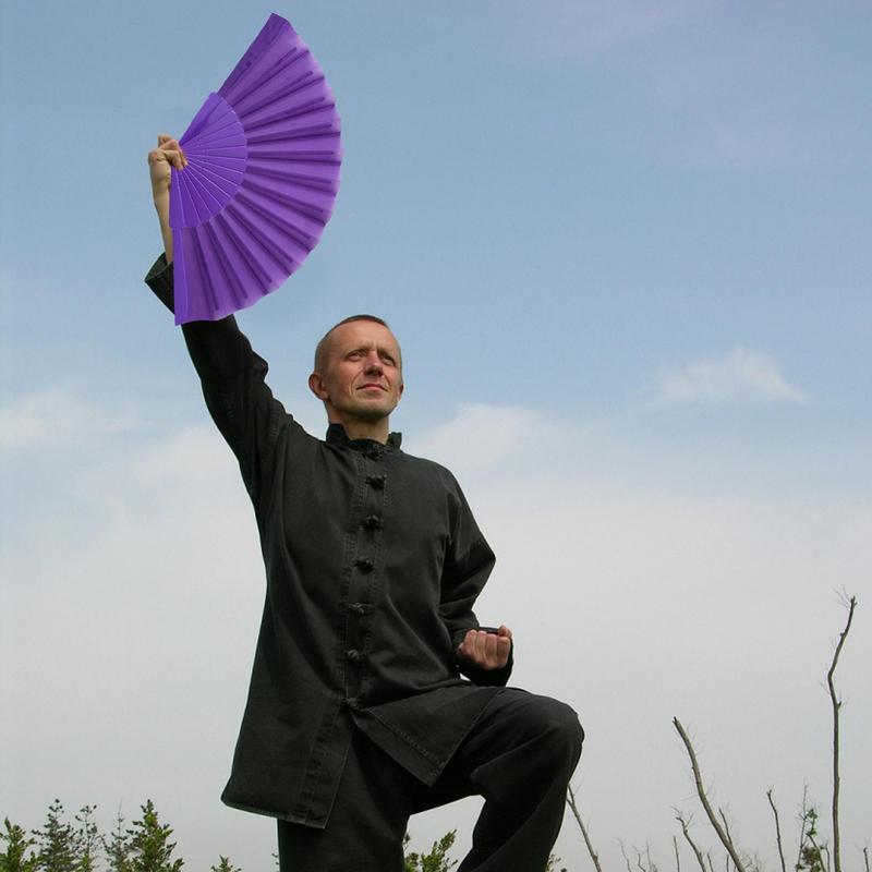 Plastic Bone Dance Fan Tai Chi Fan Yoga Kung Fu Performance Hand Folding Stage Fan Chinese Chinoiserie Wedding Party Decor