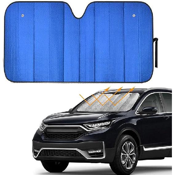 Windshield Sunshade - Foldable Reflective Sun Visor for Car - Protects Vehicle from Sun Heat and UV Rays, Keeps Interior Cool - Best Blocks Visor синий