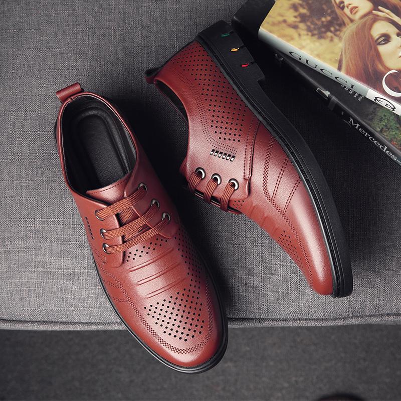 British Style Men'S Casual Oxford Shoes Breathable Massage Sole Outdoor Commuting Leather Shoes Business Men'S Work Shoes