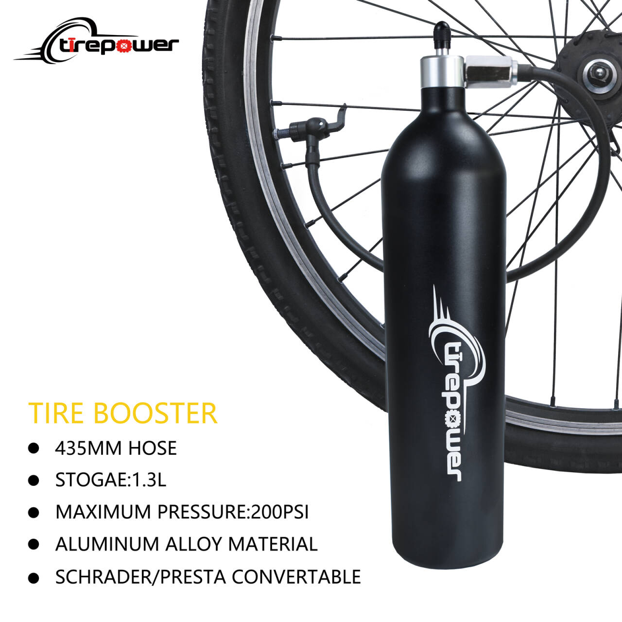 200PSI High Pressure Tank Pump Inflator Tyre Air bottle Tire Booster 1.3L With Valve Gas Cylinder For Bike Vacuum Tubeless Tire FP1000-V5