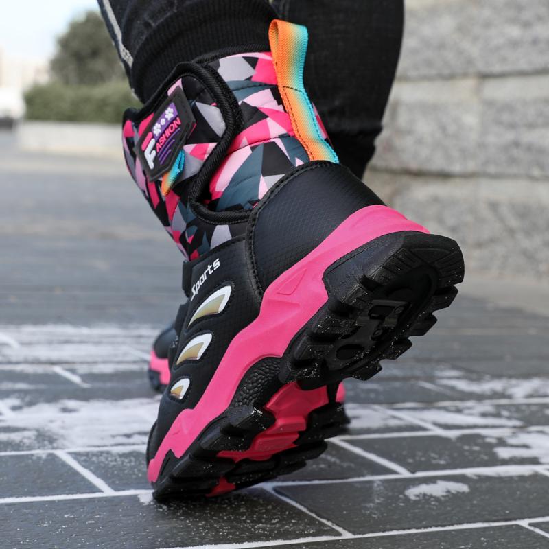 Детская зимняя плюшевая теплая спортивная обувь с высоким берцем из хлопка — фото 22