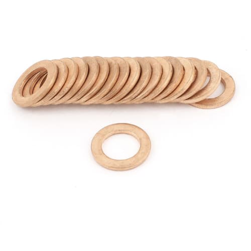 uxcell Copper Washers, 20pcs, 10mm X 16mm X 1.5mm, Flat Ring Gasket Fittings