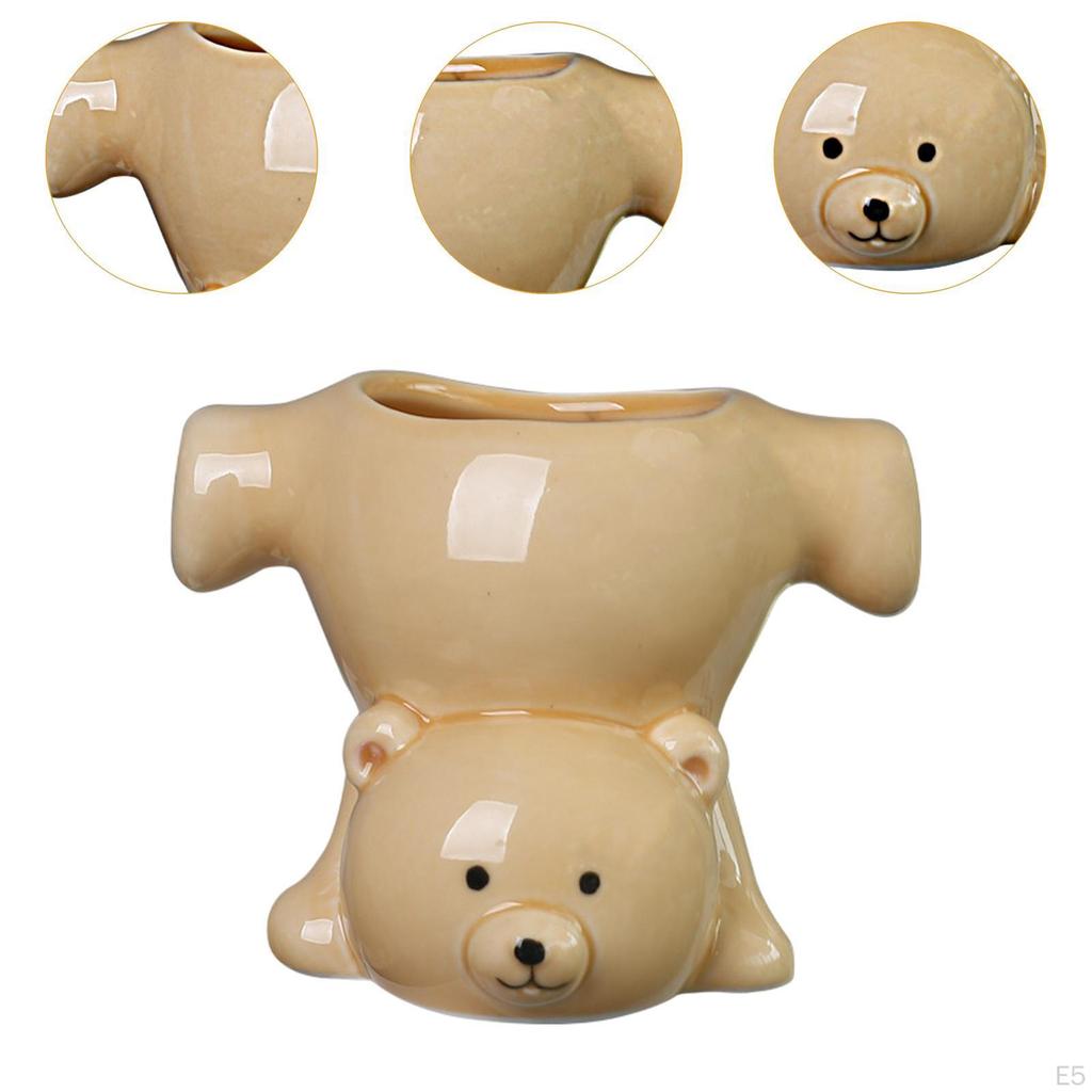 Bear Figurine Flower Pot Organizer for Home and Garden