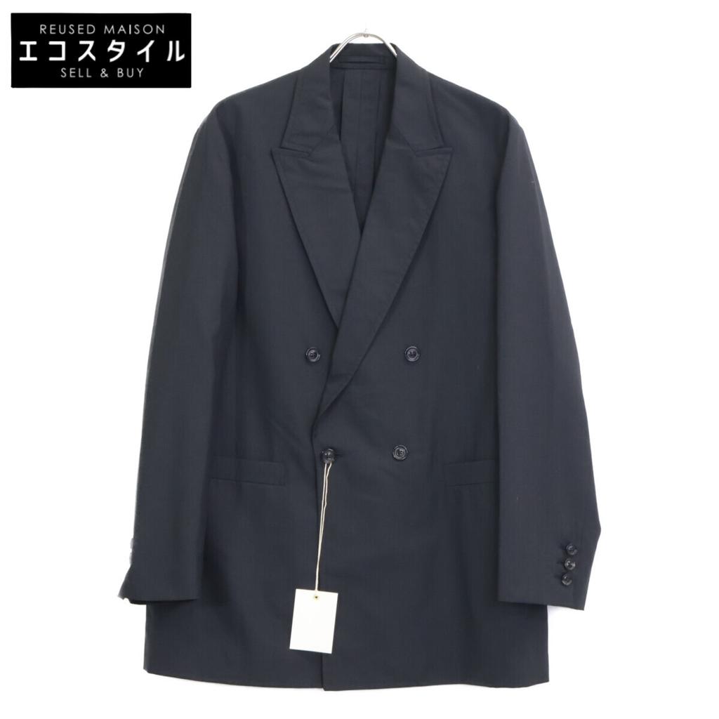 ULTERIOR 25 Stainless Steel ULJK23-KA187-A Black Superfine Wool Tropical Double Breasted Tailored Jacket Jacket 4 blackUsed