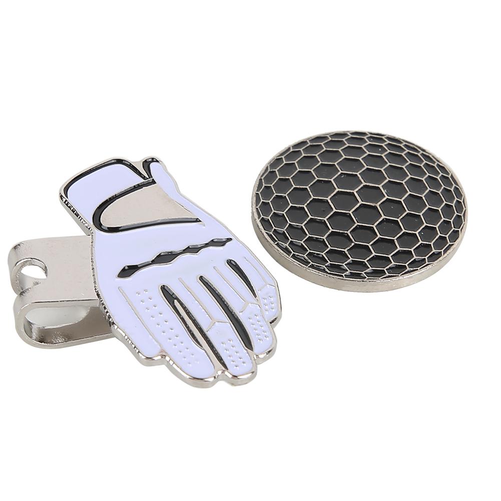 Mini Glove Shaped Stainless Steel Golf Hat Cap Clip with Magnetic Ball Marker Black   White
