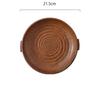 Double Ear Circular Dessert Plate Japanese Style Household Deep Plate Coarse Pottery Sushi Plate Household Tableware