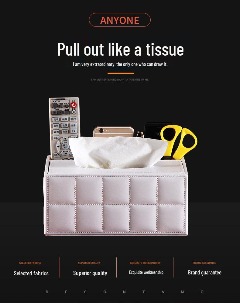 Hotel PU Leather Tissue Box & Remote Holder - European Style Multifunctional Organizer