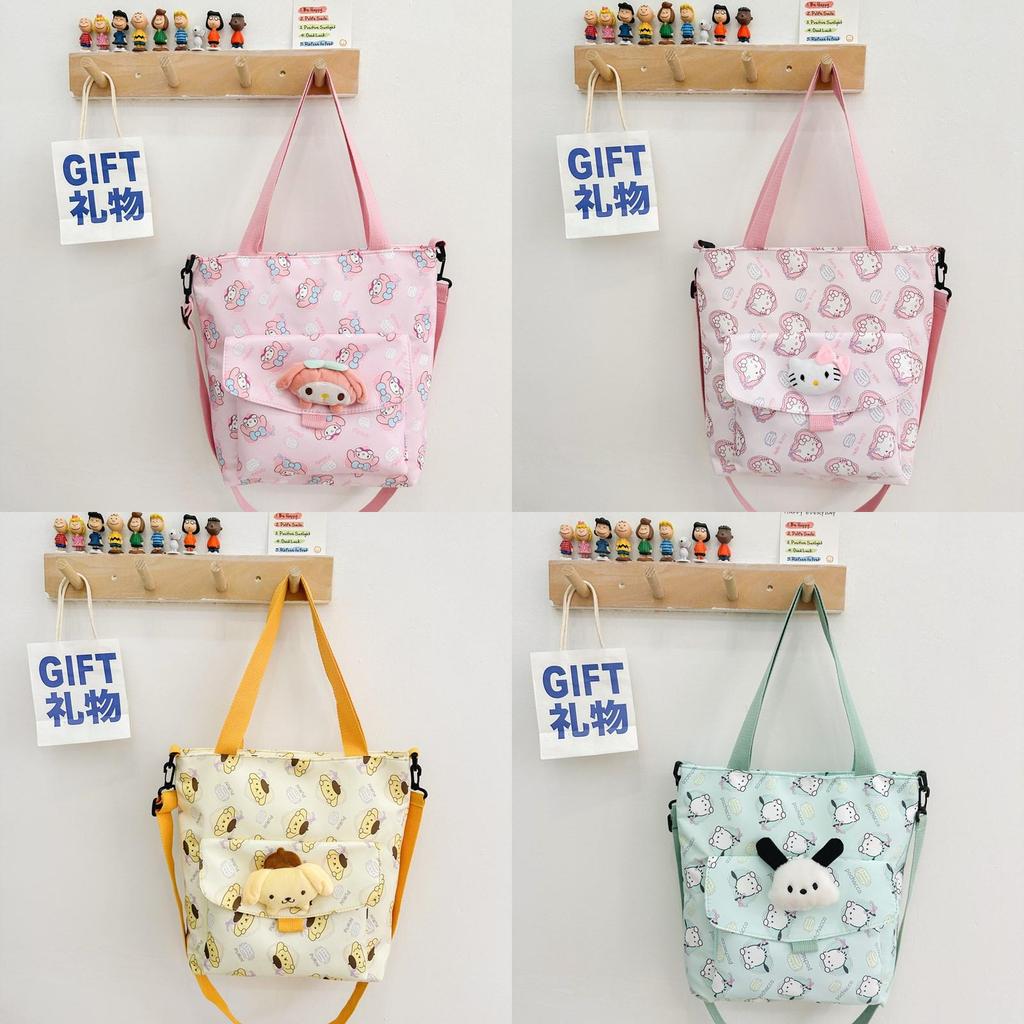 My Melody Nylon Crossbody Bag Lightweight Waterproof Tote For Kids Daily Use**