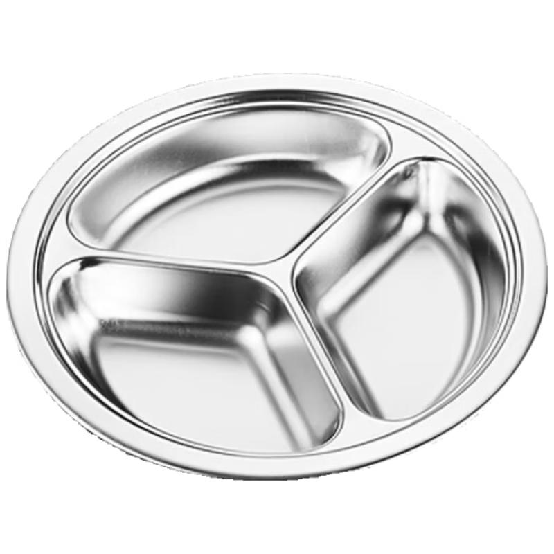 JINWANFU 304 Stainless Steel Deep Round Divided Plate