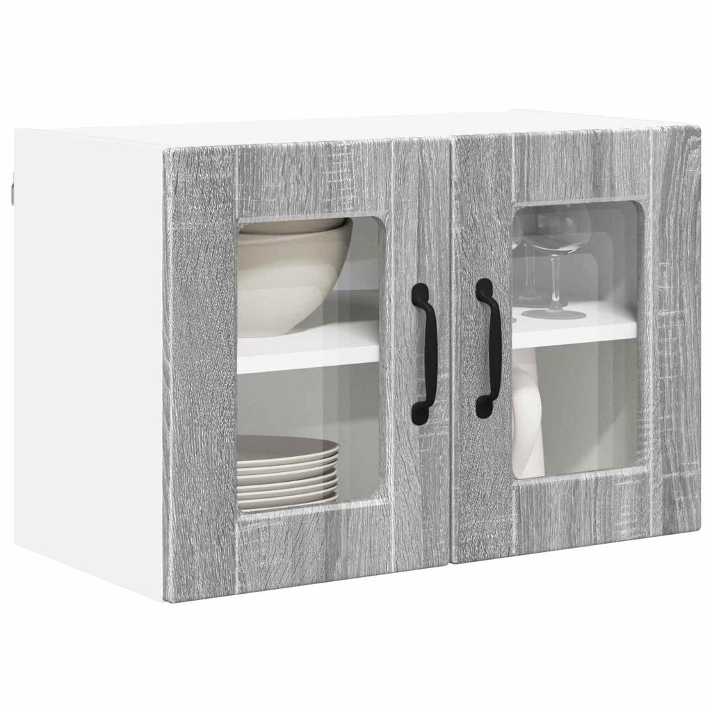 Wall Mounted Glass Cabinet PORTO Grey Sonoma 60 x 31 x 40 cm