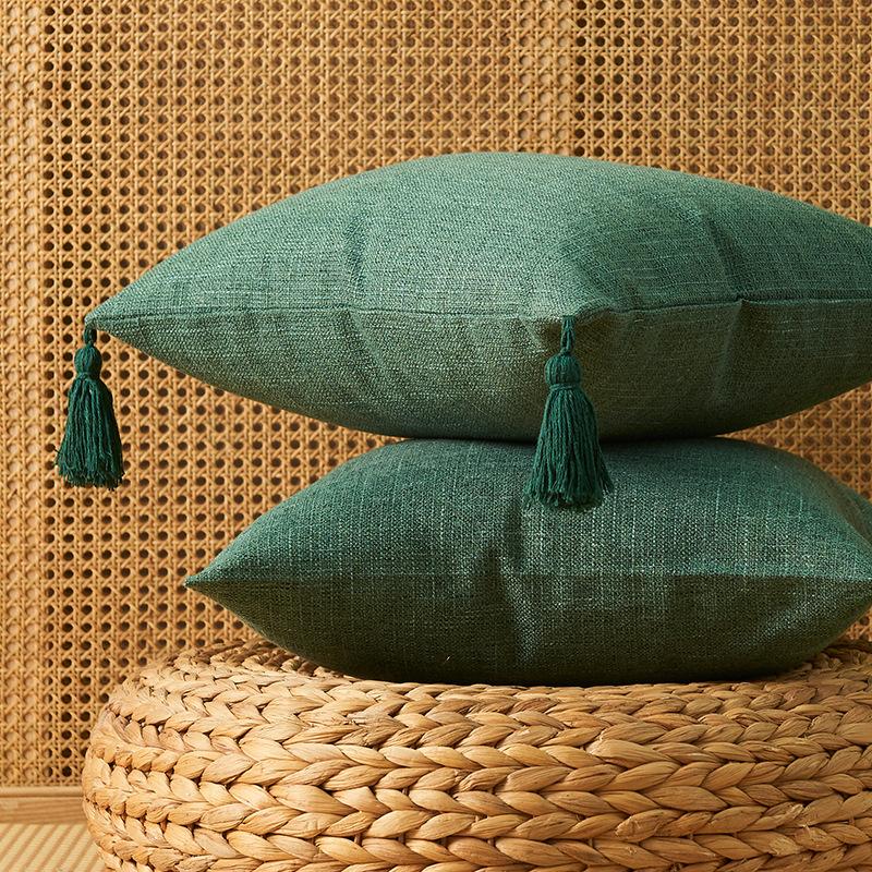 45x45cm Textured Throw Decorative Pillow Covers Square Accent Solid Cushion Cover Cozy Farmhouse Linen Pillow Case with Zipper