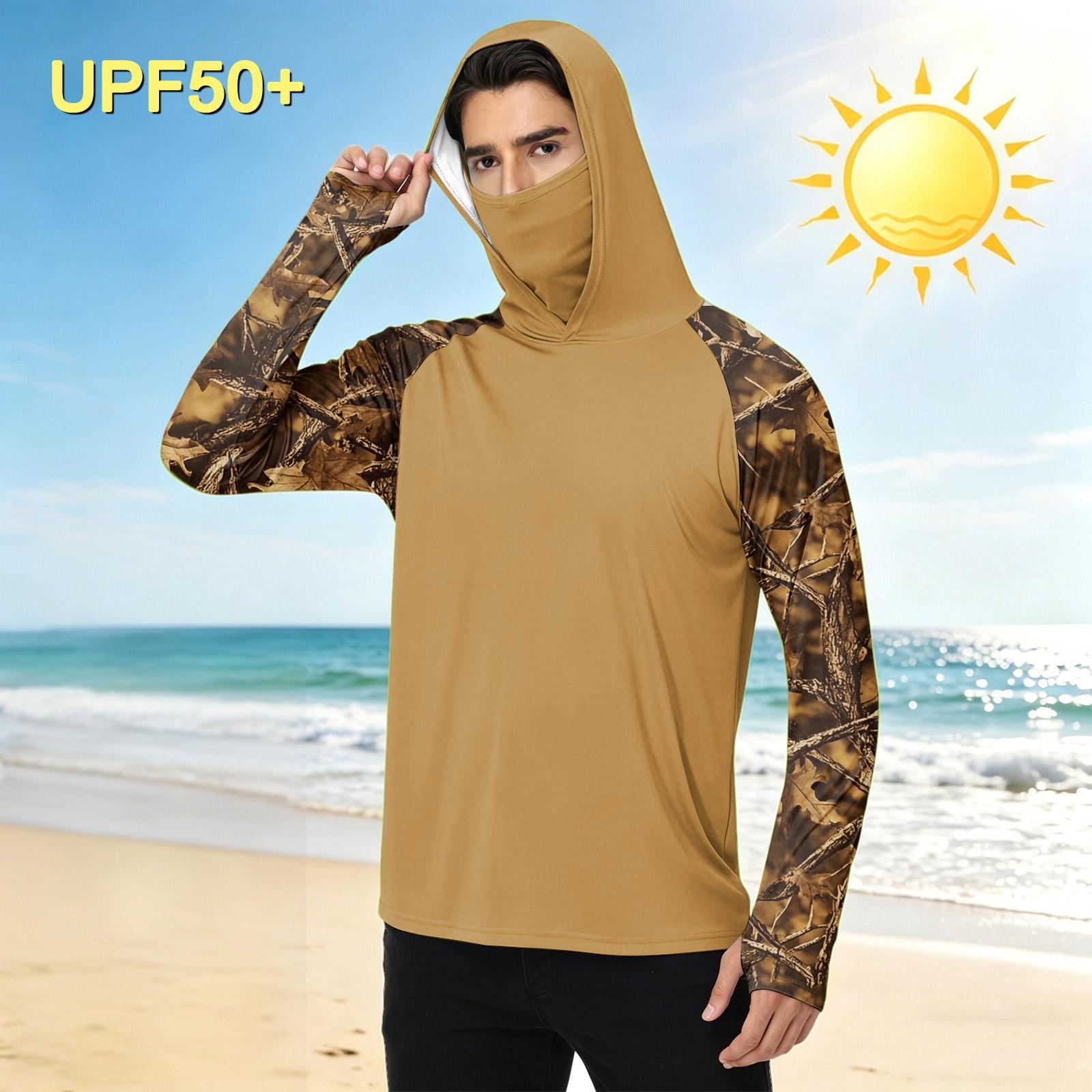 Men s Casual Camouflage Print Hooded Long Sleeve Shirt for Hiking and Outdoor Activities L