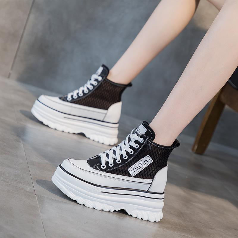 Thick-soled hollow white shoes summer new women's shoes breathable and lightweight casual shoes heightening sports women's shoes
