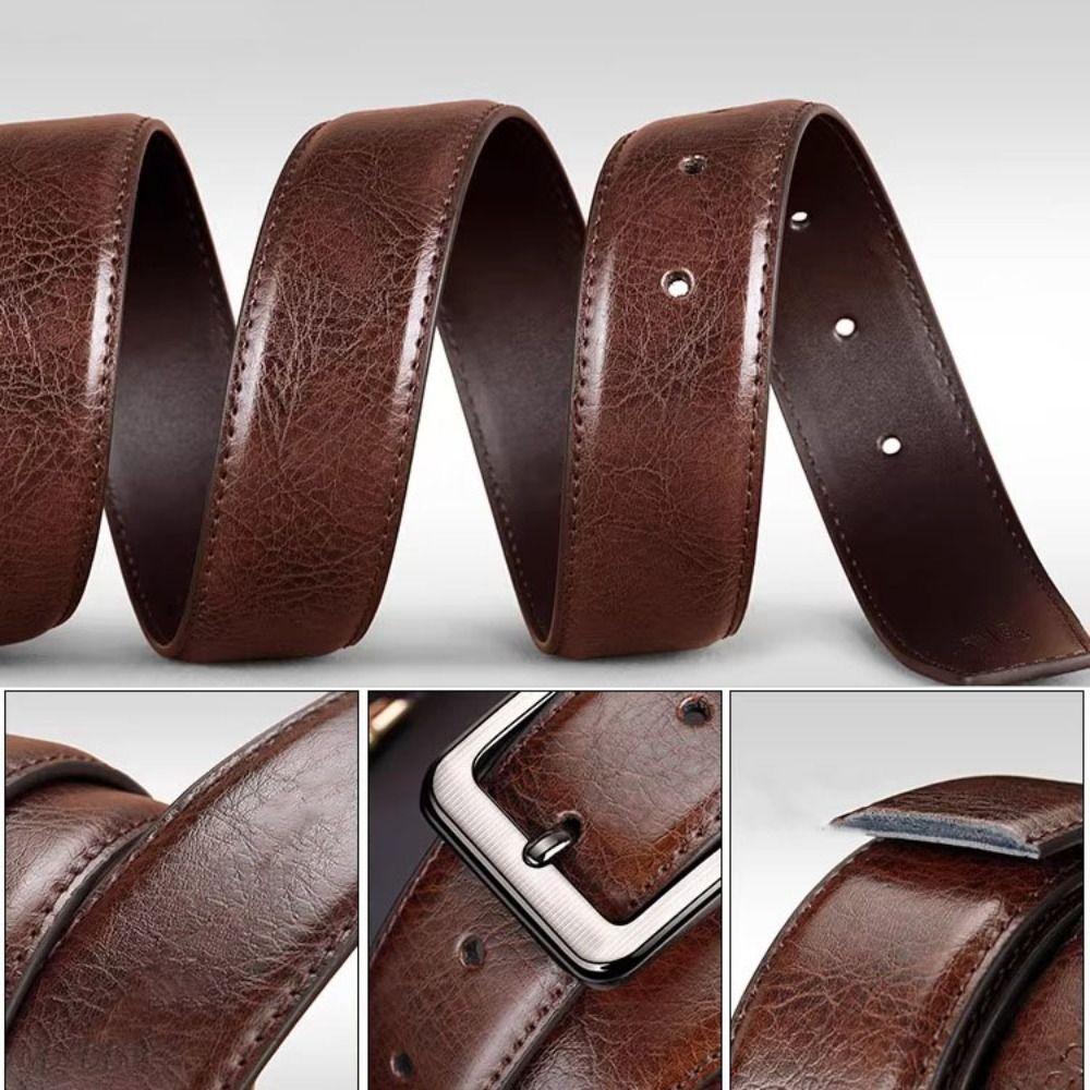 Versatile Men PU Belt Retro Casual Waist Belt Luxury Zinc Zinc Alloy Leather Belt  Elderly People