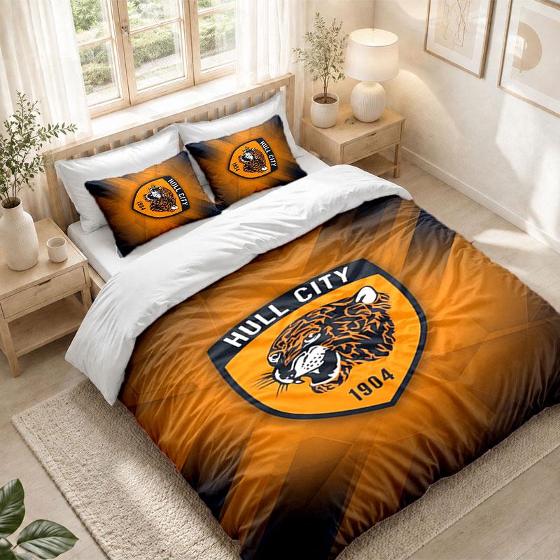 Bedding Set 1 Duvet Cover 2 Pillowcases Hull FC Print Bedroom Home Decoration