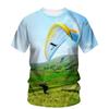 Parachute Paraglider Pattern T-Shirt For Men Sky Scape 3D Printed Short Sleeves Summer Fashion Street Tees Round Neck T Shirts