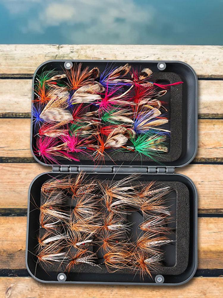 41/60pcs Bionic Insects Flies with Box Fly Fishing Lures Bionic Fly Hook Set Artificial Insect Fishing Baits Box for Trout Carp