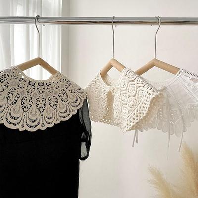 Hollow Out Lace Fake Collar New Lace Decor Shawl Wrap Detachable Lapel Ladies Top Collars Women