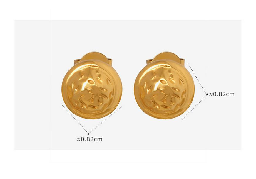 European Geometric Irregular Texture Titanium Steel Round Stud Earrings