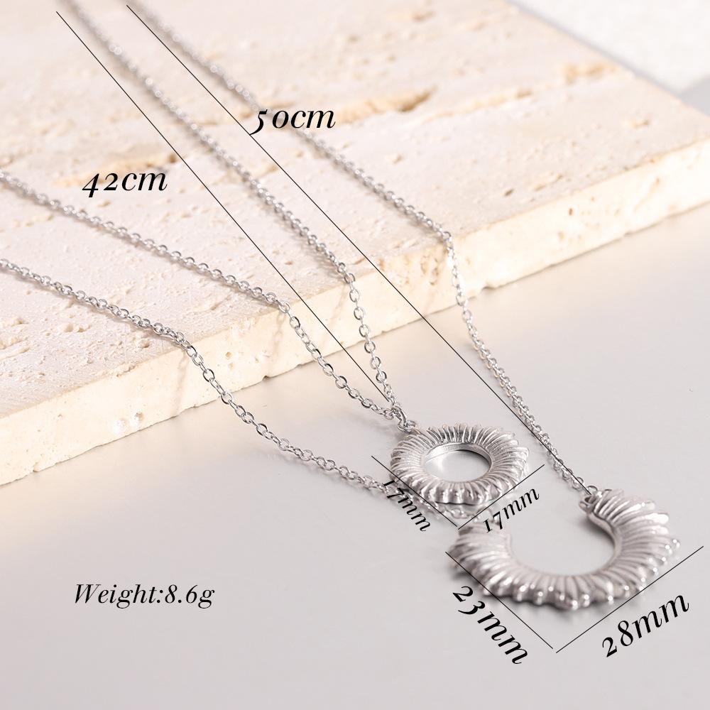 European American 18K Gold Double Layer Necklace with Sun Moon Pendant - Stainless Steel, Hot Selling