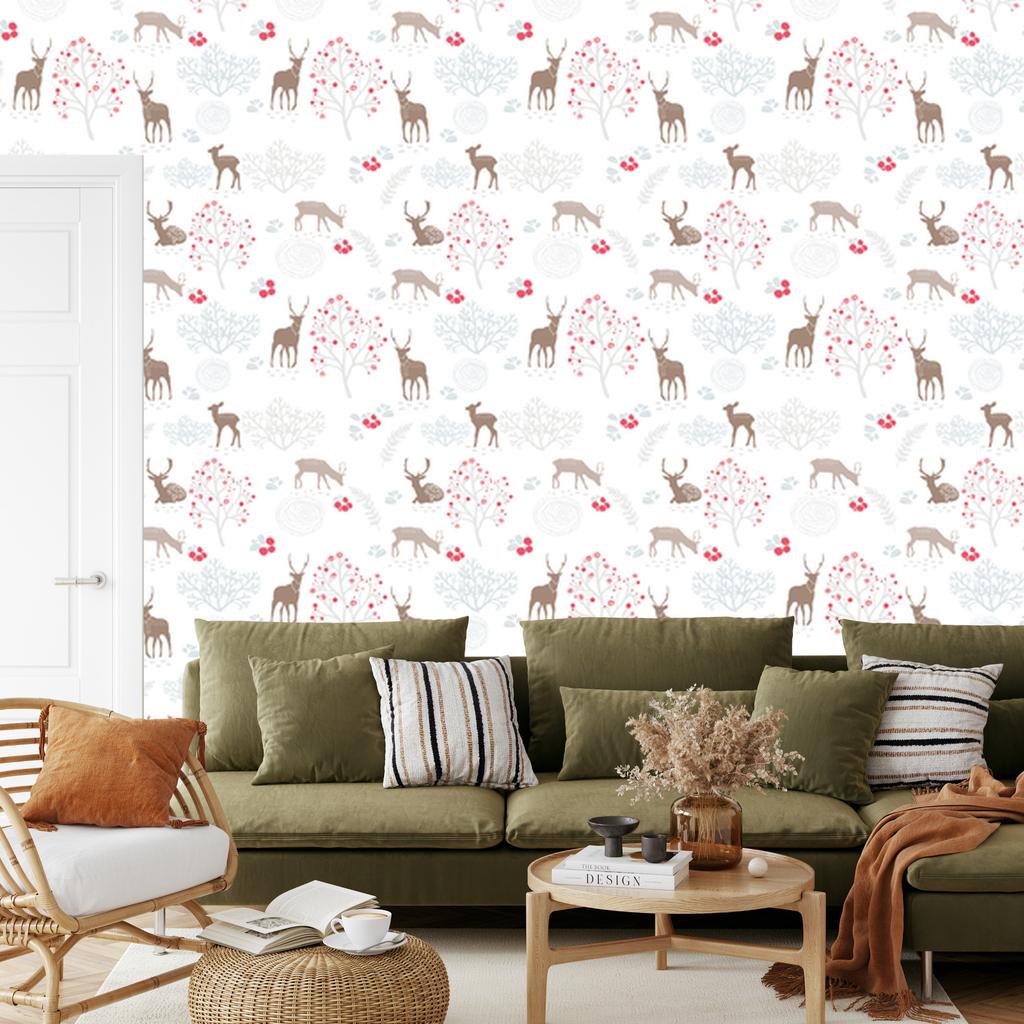 Deer and Trees Wallpaper for Living Room and Bedroom 50x1000