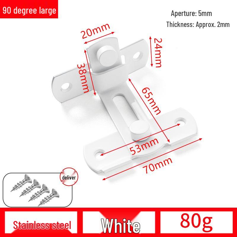 90° Anti-Theft Bathroom Sliding Door Latch Clasp with Old-Fashioned Hinge Bolt