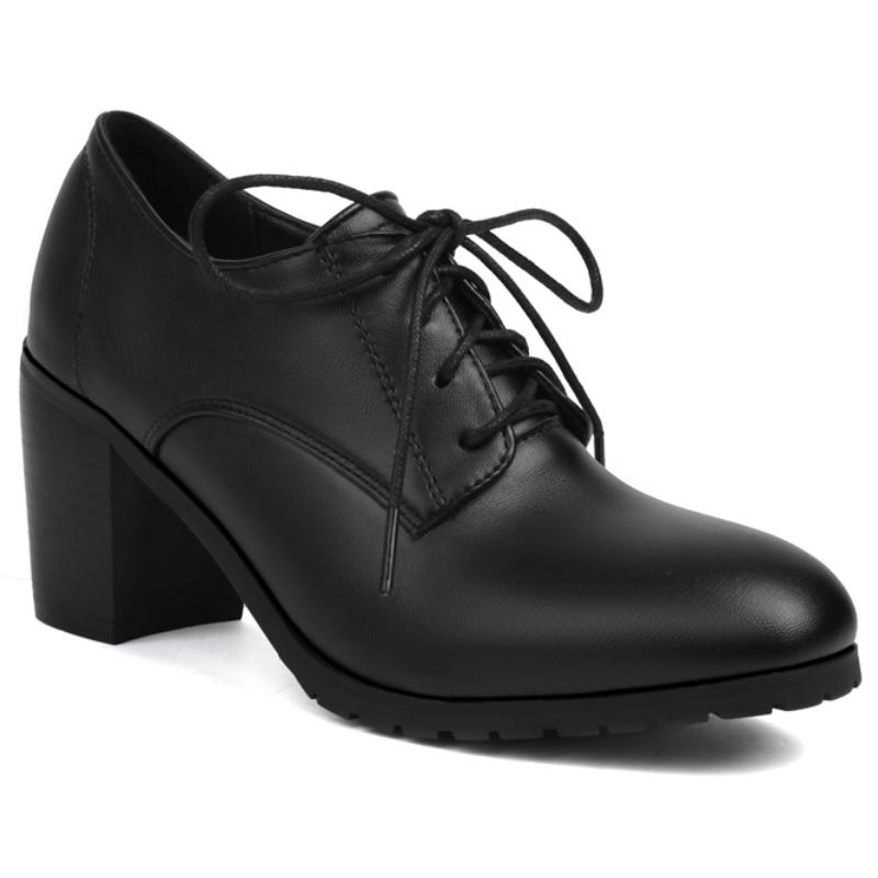 Fashion Casual High Heels Pumps Loafers Shoes Brown Black Women's Heeled Lace-up Casual Party Office Oxfords Shoes Large Size 45