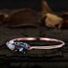 Vintage Pear Cut Alexandrite Opal Ring: Art Deco Cubic Zirconia Wedding Band: Rose Gold Plated 925 Sterling Silver Ring