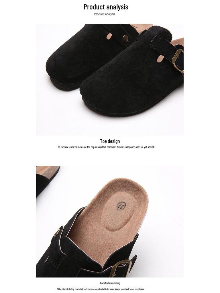 Women's Cork Baotou Slippers - Trendy Roman-Style Casual Slip-Ons In Large Sizes