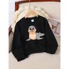 Adorable Seal Cartoon Design on a Girls' Crewneck Sweatshirt, Suitable for Machine Washing