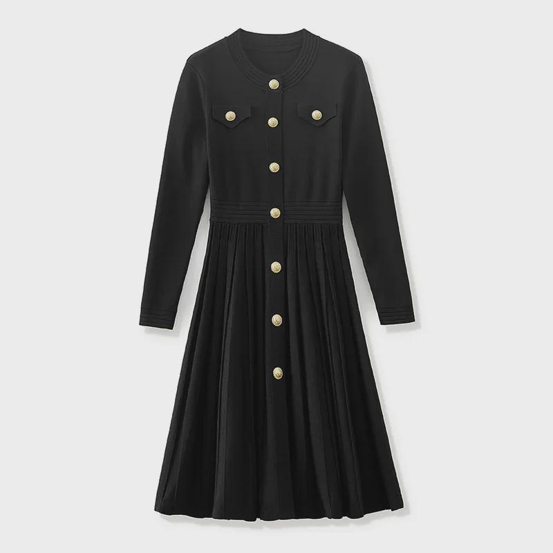 Xiao Xiang Celebrity Knitted Pleated Skirt Dress for Petite Women - Slim Fit, Versatile Short Bottoming Skirt