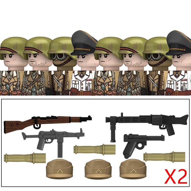 Ungiftige Militär-Zweiter Weltkrieg Deutsche Marine Panzer Truppen Bausteine USA 101. Großbritannien Sowjetunion Soldaten Infanterie Waffen Steine Spielzeug Kinder