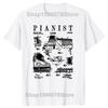 Grand Piano Old Vintage Patent Pianist Drawing T Shirts Summer Cotton Streetwear Short Sleeve Musical Instrument Gifts T-shirt