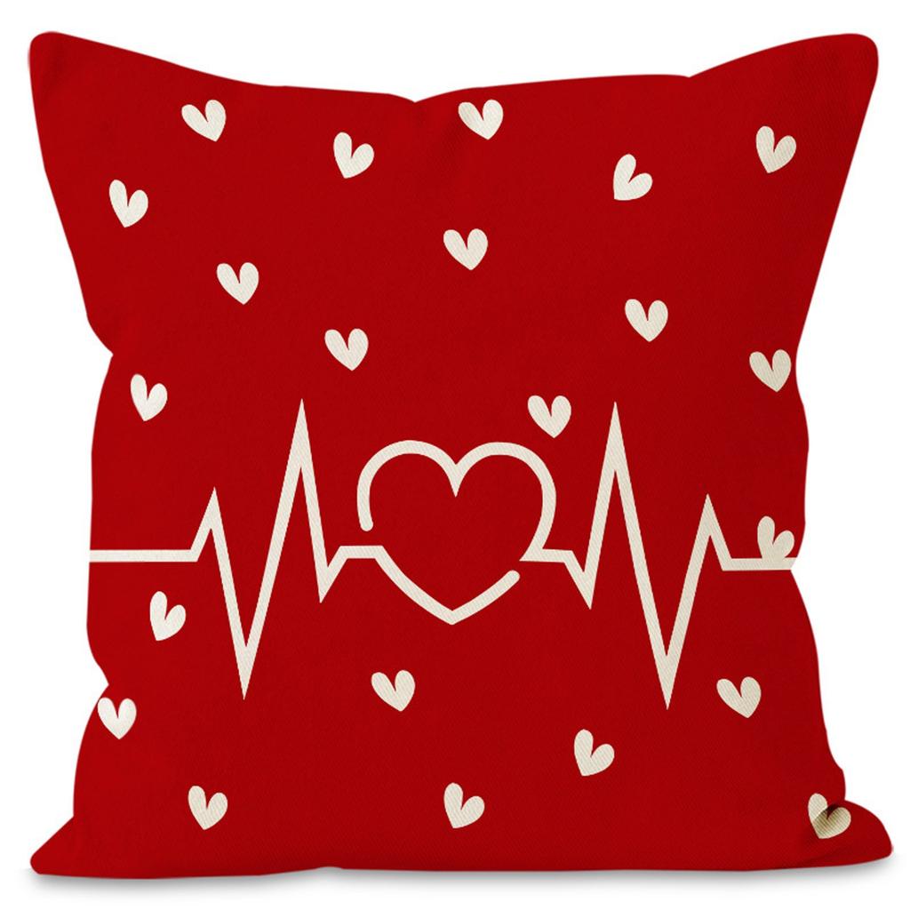 Valentine's Day Couple Love Sofa Pillow Cover Home Decoration Pillow Cover Linen Printed Cushion Cover