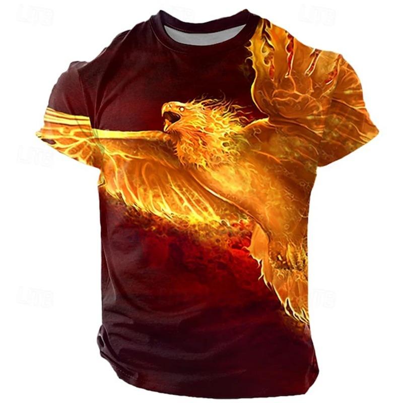 Men's Summer Dragon-Print Short-Sleeve T-Shirt Outdoor Sports & Urban Fashion T-Shirt for Men Breathable Short-Sleeve Design