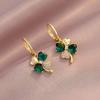 S925 Silver Pin Niche Light Green Flower Zircon Earrings for Women