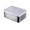 Rectangular Stainless Steel Fresh-keeping Box with Lid for Home and Commercial Use - Ideal for Refrigerator Storage, Meal Prep, and Cafeterias.