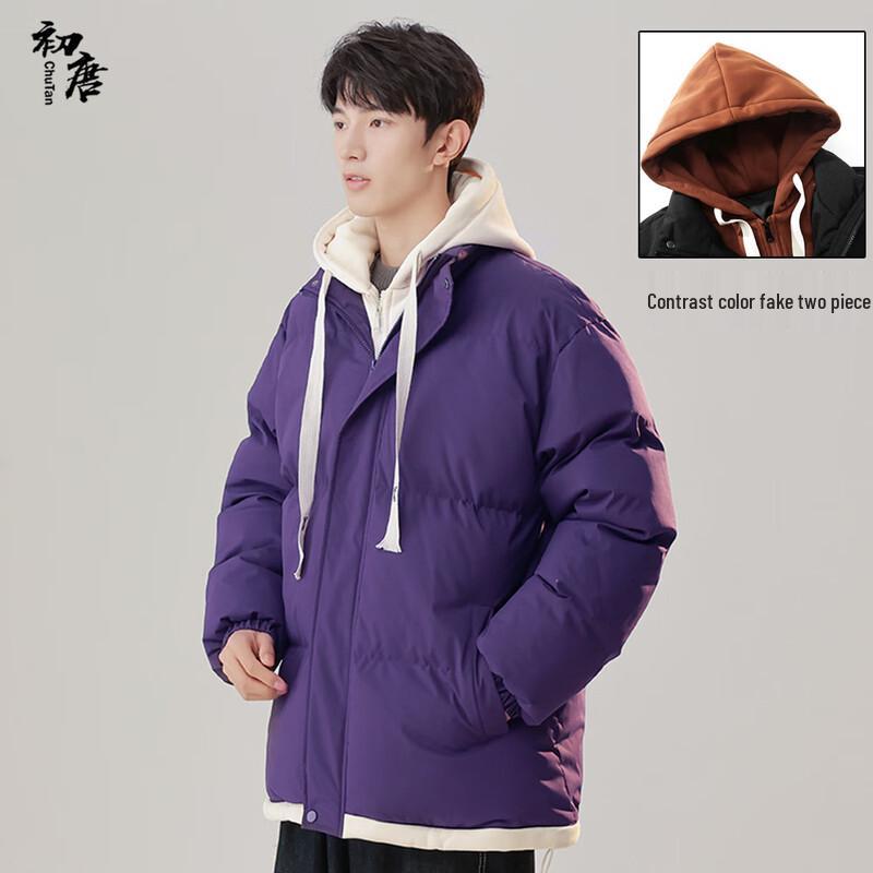 

Men s Faux Two-Piece Hooded Padded Jacket L