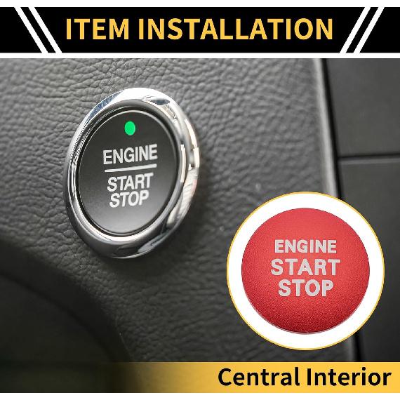 1 Pc Engine Start Stop Button Control Switch Knob Cover for Toyota Tacoma 2016-2023 Ignition Push Start Button Trim Decoration Aluminum Alloy Red