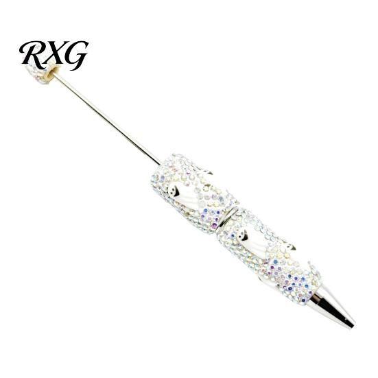 Sparkly Rhinestone Pen Beadable Pen, Glitter Plastic Beaded Halloween Pumpkin Ghost Skull Office Supplies Gel Ink for DIY Craft Making, School Set