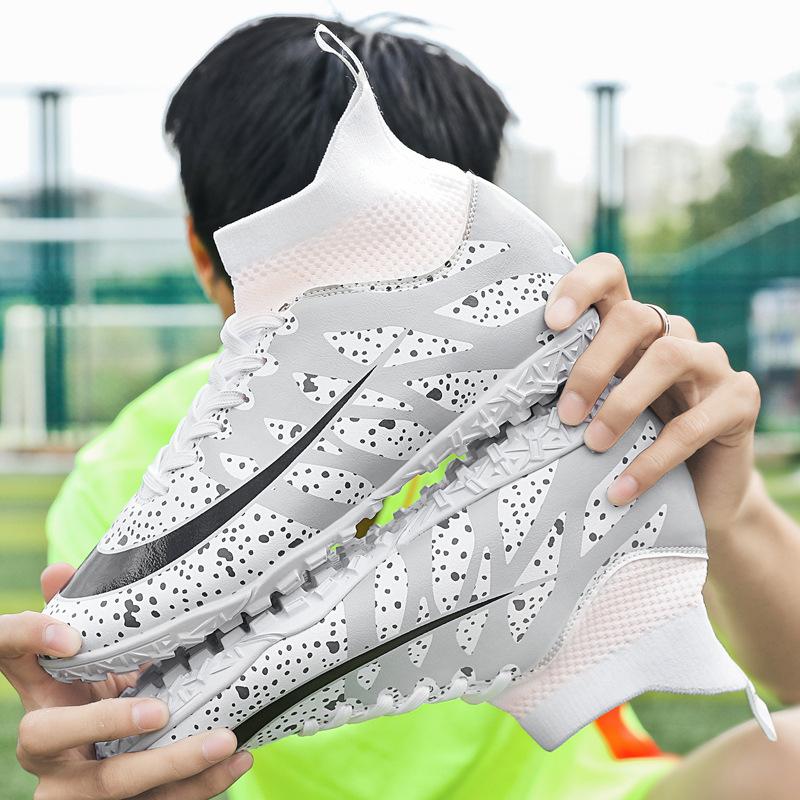 Mandarin duck large size football shoes men's high top children's AG long nails artificial turf TF broken student training shoes