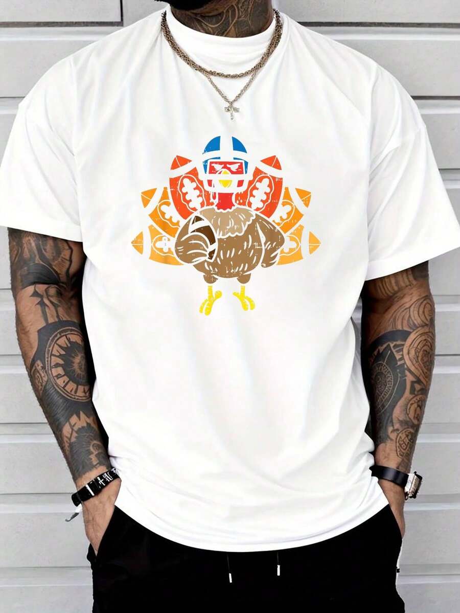 

American Football Player Turkey Thanksgiving Day Sport Gift Unisex T-Shirt XXXL