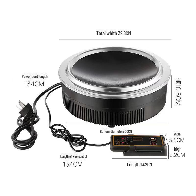 Leistungsstarker gebogener Induktionskocher mit eingebautem Topf und Kabelsteuerung