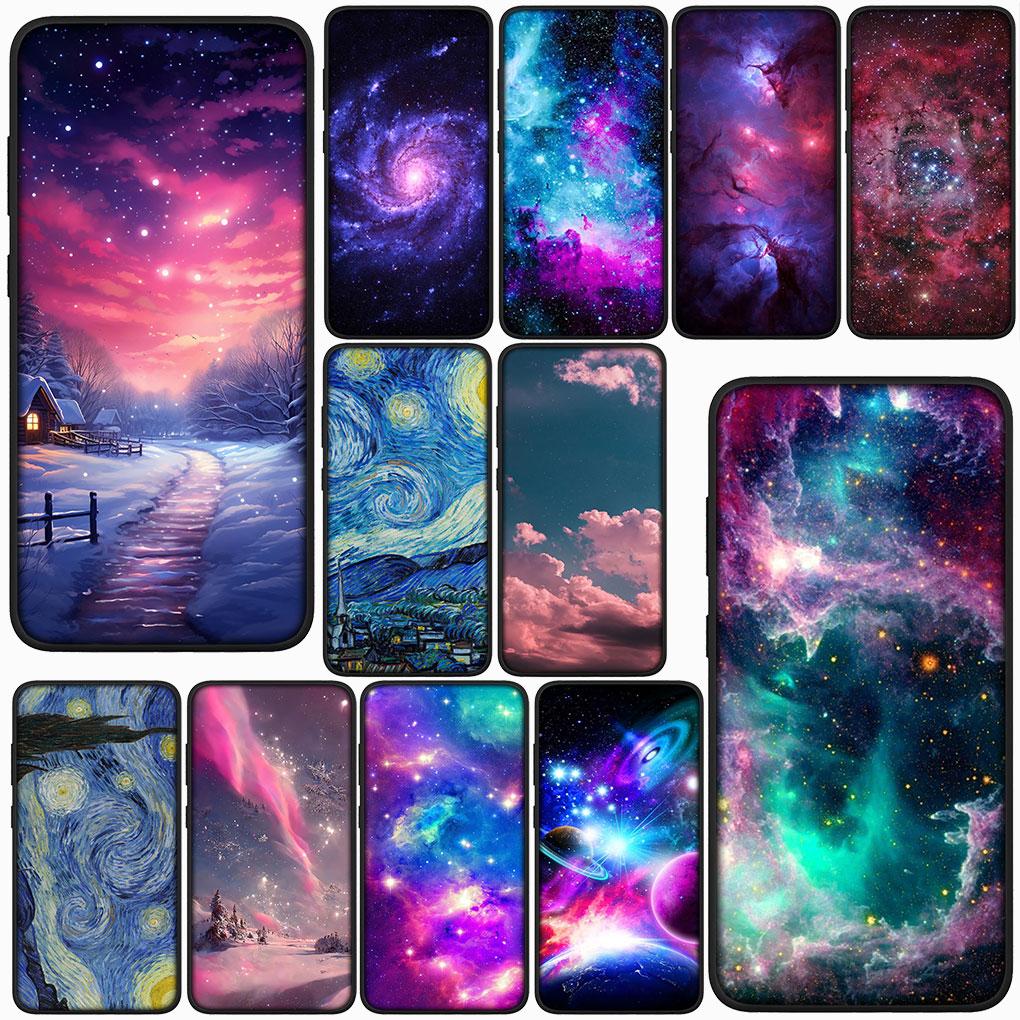 Cover for Samsung Galaxy S22 S21 S20 Fe Ultra S9 Plus + A13 A22 M21 M31 M55 M15 Protective Phone Case Universe Galaxy Stars Moon