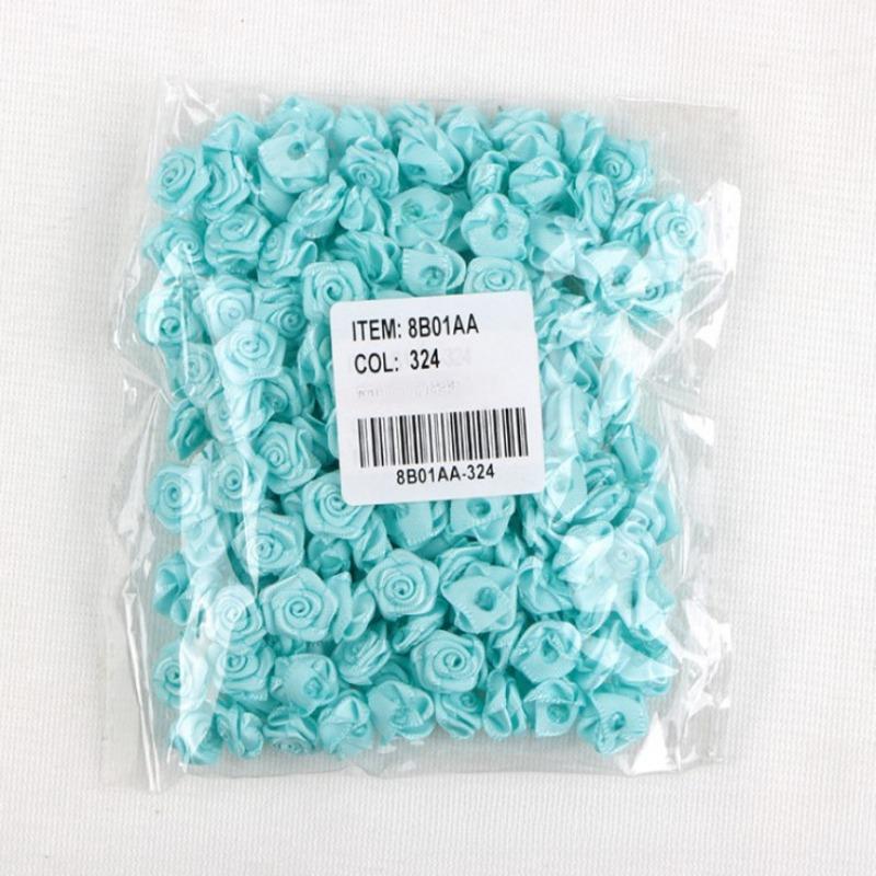 

50 шт. 1 см 1,5 см Мини Ручная работа Лента Роза Сделай сам Аксессуары для волос, Аксессуары, Декоративные цветы из ленты Cyan * 1.5